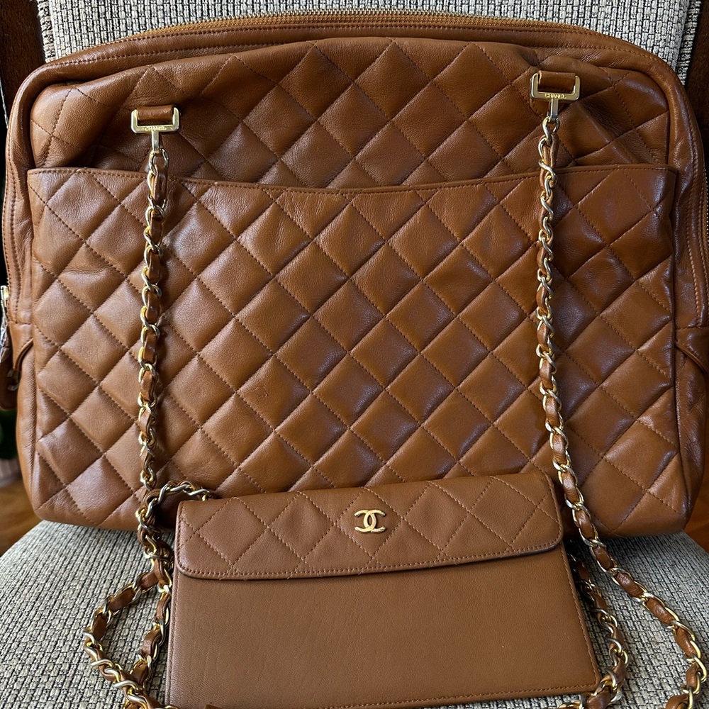Vintage Chanel large camera bag style/Tote